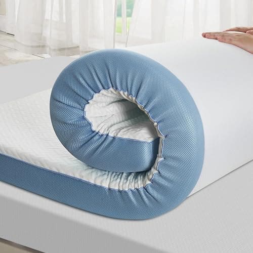 Surmatelas en mousse à mémoire de forme pour grand lit de 10,2 cm - 152,4 x 203,2 cm - Extra ferme - Soulagement des douleurs dorsales - Coussin rafraîchissant amélioré pour les maux de dos - Soutien