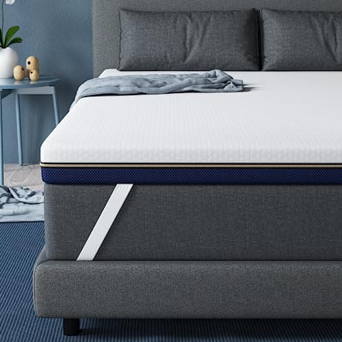 BedStory CertiPUR-US Surmatelas double en mousse à mémoire de forme avec gel rafraîchissant de 10,2 cm, fermeté moyenne, surmatelas pour douleurs dorsales avec housse amovible