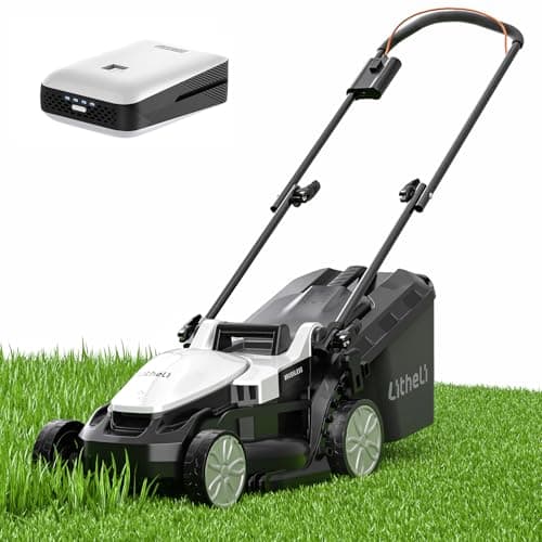 Litheli Tondeuse à gazon sans fil de 33 cm, 5 hauteurs réglables, série U20 20 V, tondeuse à gazon électrique pour jardin, cour et ferme, légère avec moteur sans balais, batterie portable 4,0 Ah