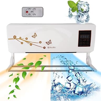 Bewinner Chauffage d'appoint mural – 110 V – Ventilateur de refroidissement à double usage – Mini climatiseur multifonction avec télécommande et cintre à vêtements