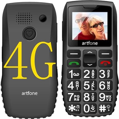 artfone Téléphones portables débloqués 4G Volte Canada – Téléphone portable pour personnes âgées avec bouton SOS, volume fort, USB-C et station d'accueil, numéros parlants, radio FM, lampe de poche